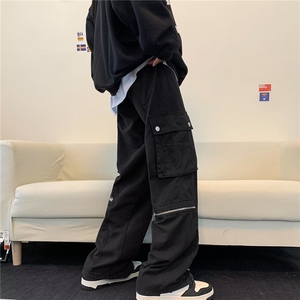 vibe街头工装男女宽松阔腿ins潮休闲长裤大口袋拉链裤子K953-P55图片