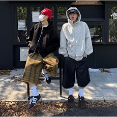 美式复古cleanfit解构廓形连帽卫衣男女宽松开衫短款外套，女装短外套，星座1210-1