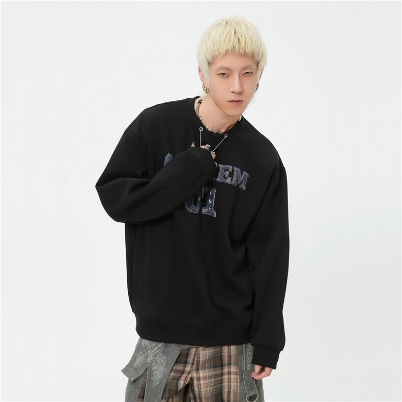 美式设计感铆钉直喷字母情侣卫衣潮牌圆领外套1015-WY359-P75,女装短外套,四季星座1015