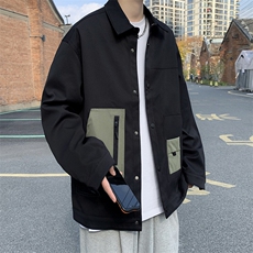 男士翻领夹克春秋季新款潮流拼接工装休闲外套JK07605-P55，男装夹克，星座308B-1