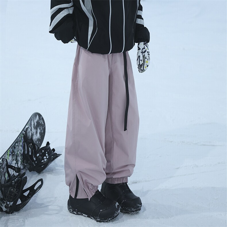 粉色防水防风滑雪裤女款冬季加绒零下40度裤子东北防寒束脚工装裤,男装休闲裤,星座604