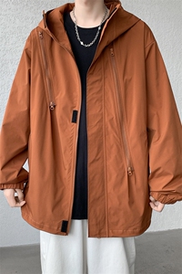 JK8186-P75 拉链装饰潮牌冲锋衣 工装连帽登山服图片