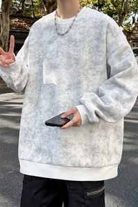 S5012/P35春装新款个性套头扎染卫衣男潮流宽松百搭长袖T恤外套图片