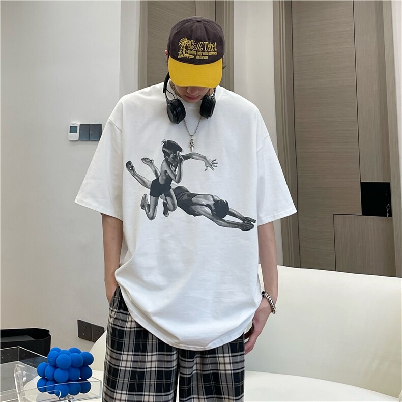 A450-T74-P50控价69夏季男女同款百搭印花T恤短袖,男装T恤,电商A450