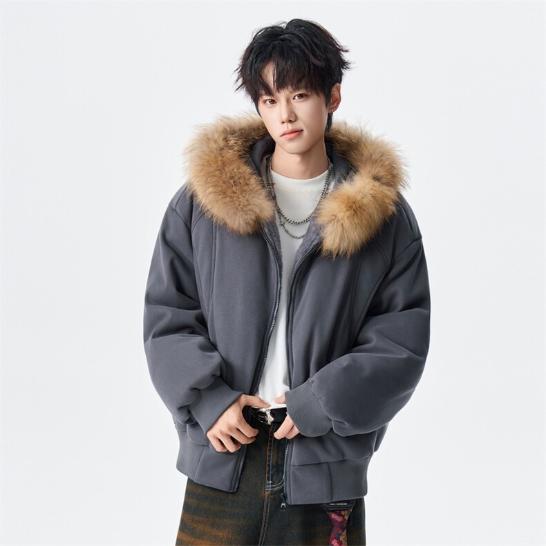 大毛领冬季连帽白鸭绒羽绒服加绒加厚保暖外套XZ309Y95720P228，男装羽绒服，星座309（原A406）