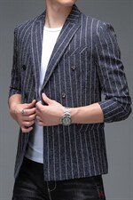 男士条纹西装领时尚休闲外套2023春季宽松中青年西服潮流上衣，男装西服，电商B212（原钱塘6029）