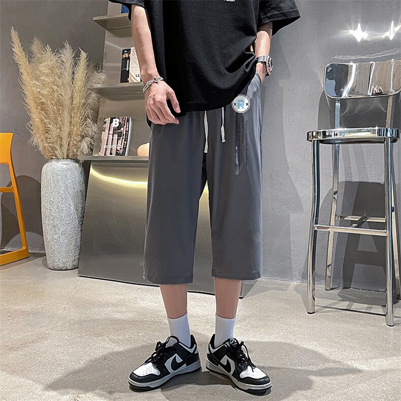 QK72168-P25冰丝七分裤男大码速干短裤男五分裤 港风图片