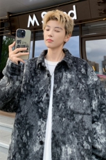 抓毛绒感外套男扎染高街时尚毛呢夹克J2648特P50J2648J加绒特P60，男装夹克，电商A001-1