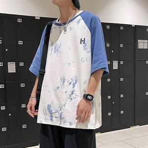 新款夏季短袖珠地面料宽松刺绣印花假两件男士T恤ZDY3414-P50图片