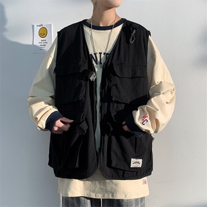 工装马甲男款夏季多口袋户外机能马夹胖子加肥加大码坎肩无袖外套图片