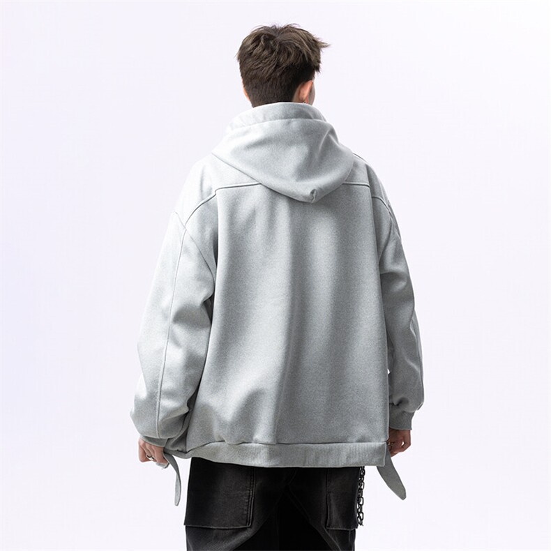 春季新款细节连帽休闲宽松纯色拉链卫衣外套914-4-WY41-P62控108,男装卫衣,星座914-4