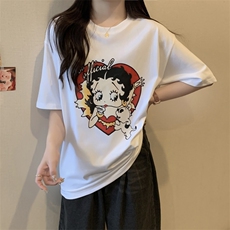 T0600-P25贝蒂女郎纯棉印花短袖卡通印花全棉T恤宽松版，男装T恤，星座617A-2