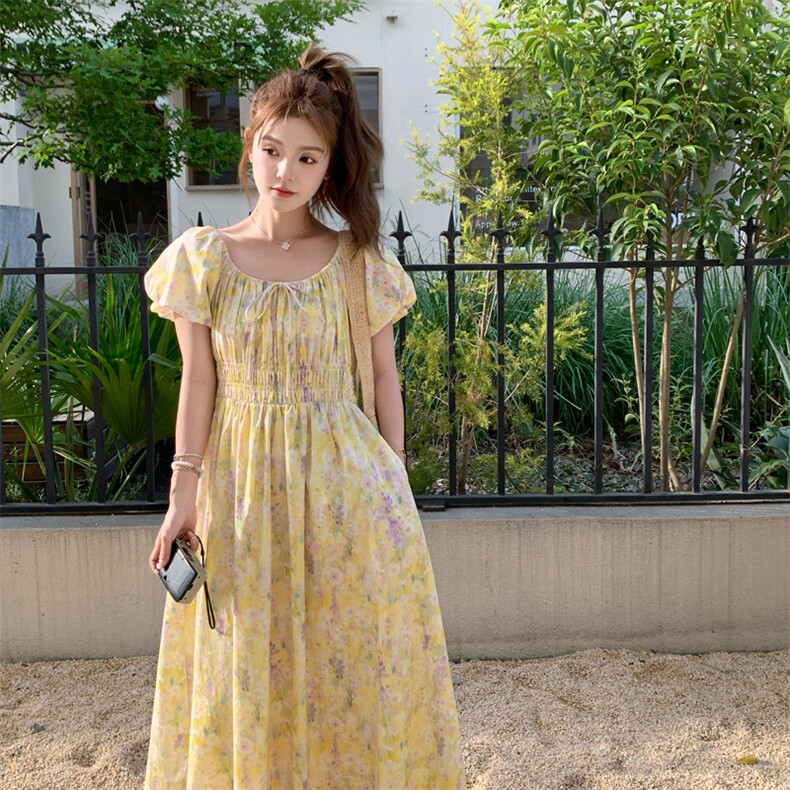 海边度假碎花连衣裙女26年新款夏气质甜美长裙子182-8636P125K188,女装连衣裙,浙宝182A