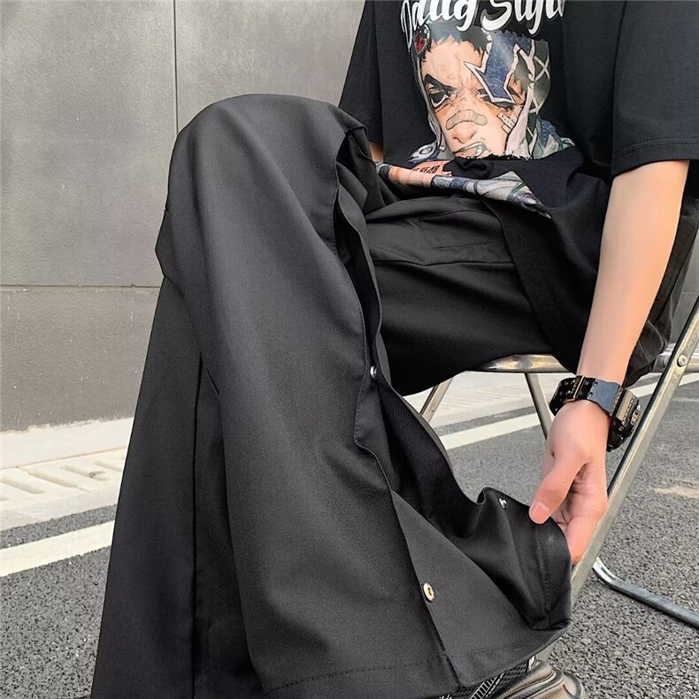 夏季潮牌阔腿休闲裤男日系宽松垂感微喇拖地裤1001-1-XK08-P45图片