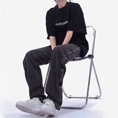 欧美高街双拉链拼接牛仔裤男hiphop炸街复古A71P70，男装牛仔裤，星座1116-2