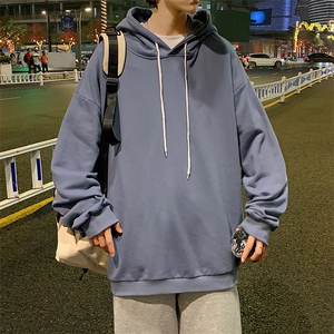 WY2099-P35 加绒款-P40 纯棉连帽卫衣男大码运动帽衫宽松薄外套男图片