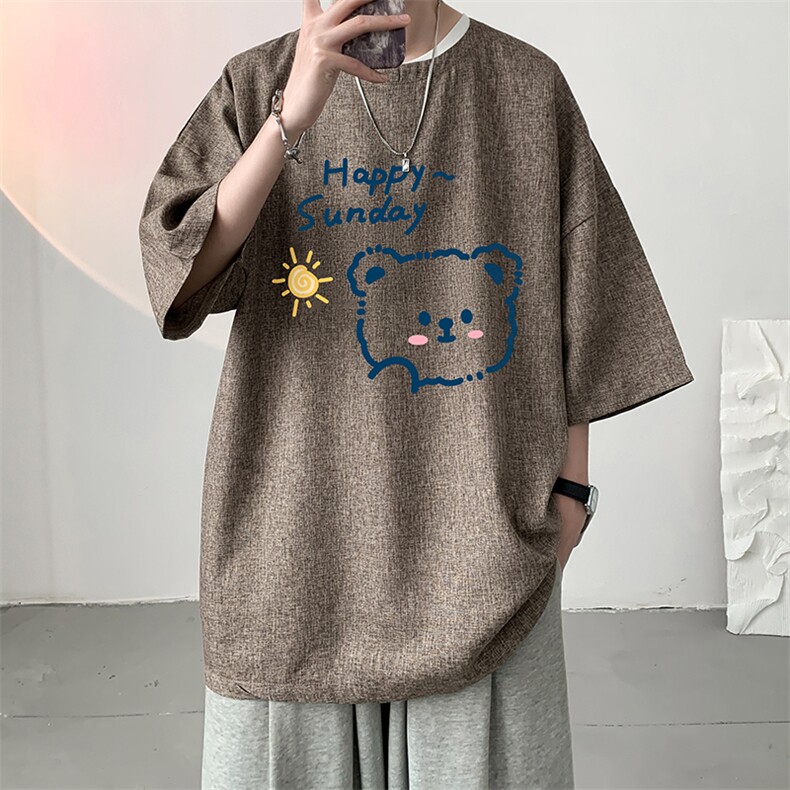 风复古亚麻短袖男棉麻t恤男半袖 ZT71309-P35图片