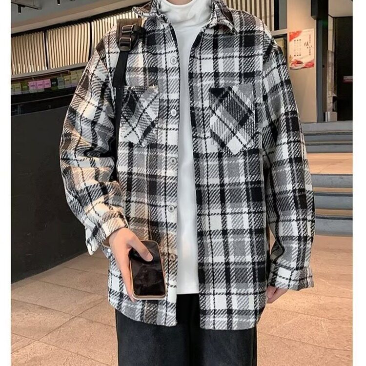 WT169-P47百搭慵懒流行潮流时尚气质秋冬新款毛呢衬衫,男装衬衫,电商B323A