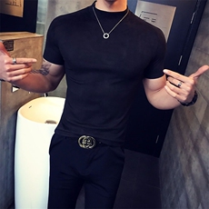 夏季新款短袖t恤流纯色体恤衫修身男衣服A313-T，男装T恤，电商A313