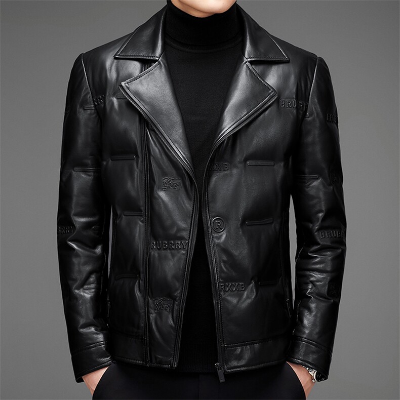 DLSN22070羽绒皮衣男头层绵羊皮白鸭绒羽绒服皮风衣P1300,男装皮衣,电商B360