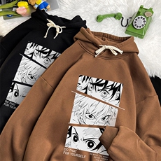 WY2176-P35加绒款-P40纯棉连帽卫衣男大码运动帽衫宽松薄，男装卫衣，电商A040