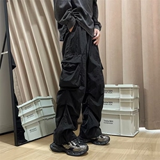 美式复古机能风工装裤男士高街潮流大口袋直筒户外冲锋裤，男装工装外套，星座1013