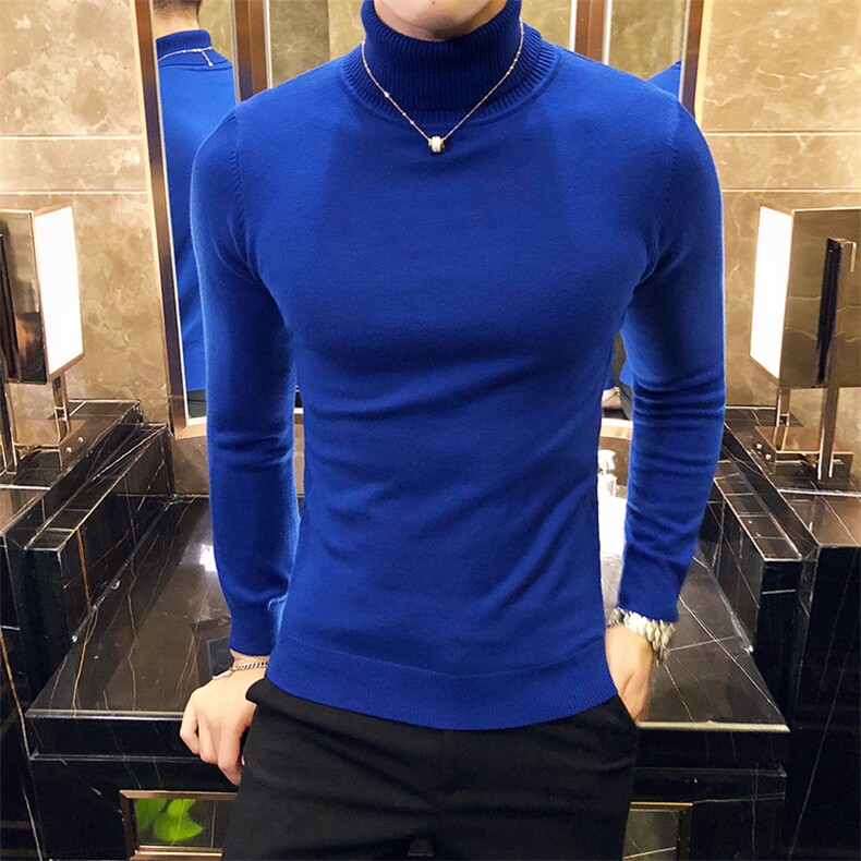 M09/p45两翻高领毛衣男秋冬纯色修身长袖针织打底衫男高领毛衣,男装针织衫/毛衣,电商D303