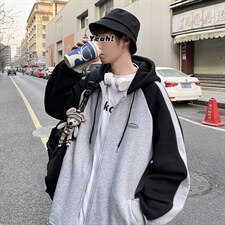 2023早秋新款撞色开衫卫衣男秋装外套A071-W037-P65，男装卫衣，电商A071