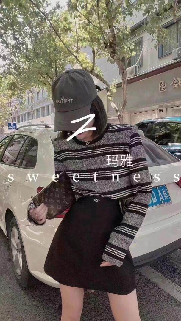 毛衣条纹，女装针织衫/毛衣，N+