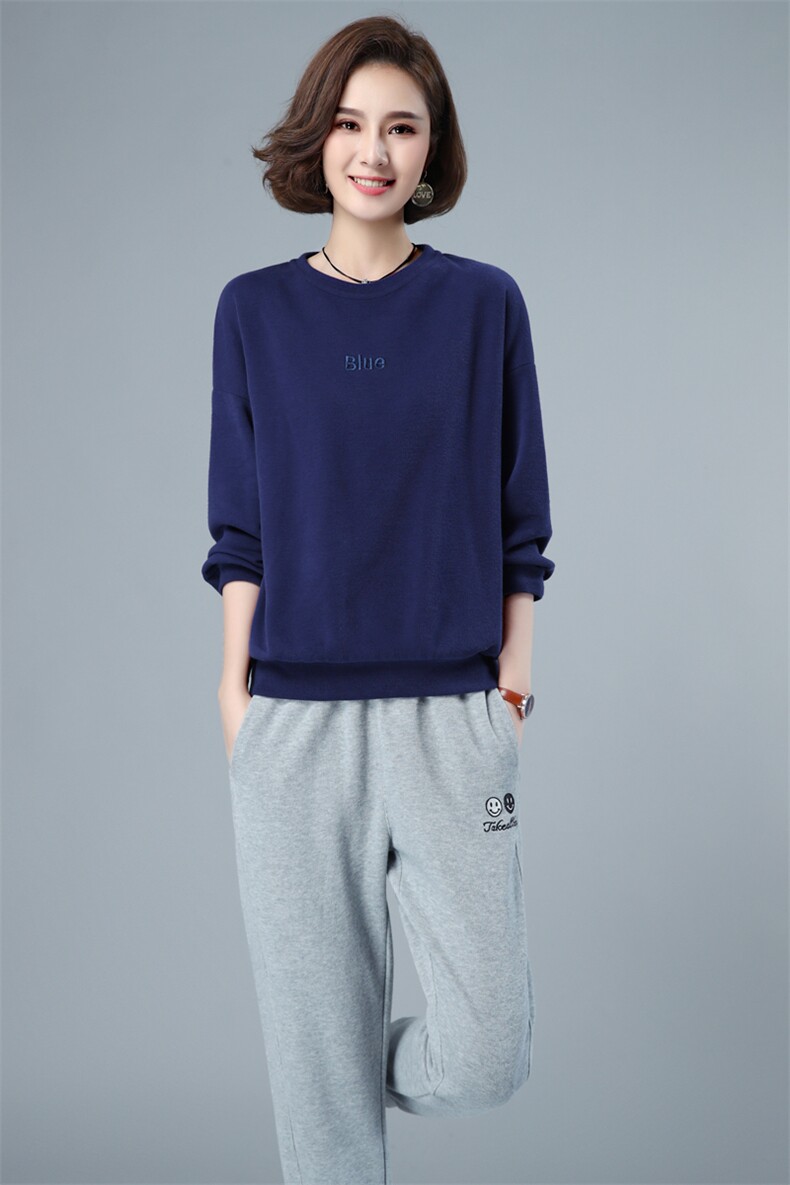 长袖卫衣女字母印花2021春秋新款宽松圆领韩版百搭套头上衣打底衫,女装卫衣/绒衫,伊满意