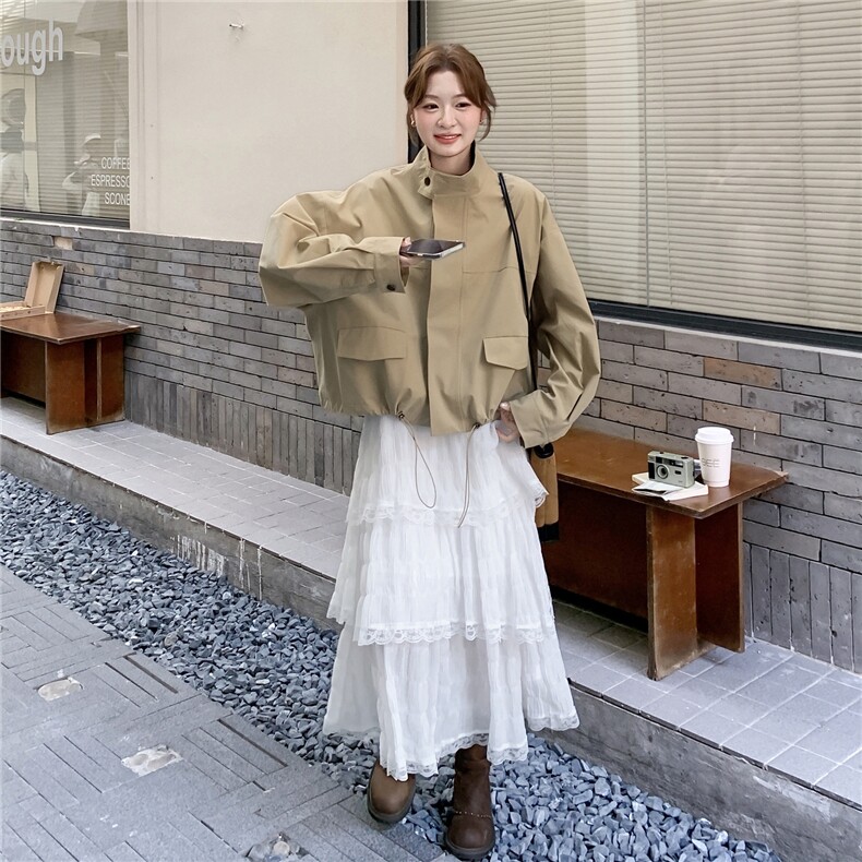 韩范简约短款风衣外套女2025秋季新款慵懒风宽松小个子百搭上衣潮,女装风衣,2C325