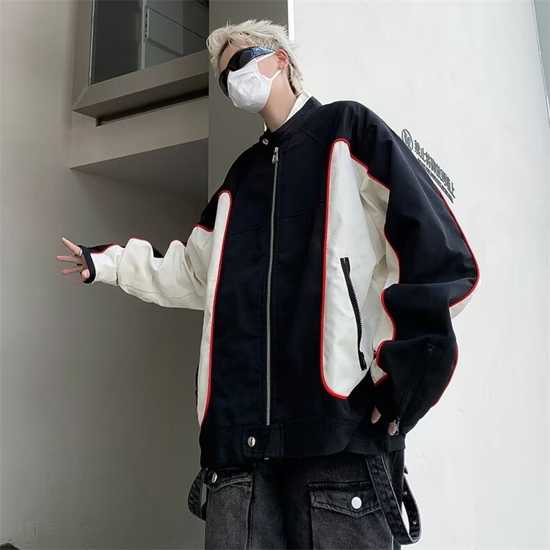 高级感痞帅赛车服美式机车外套男飞行员夹克情侣装,男装夹克,星座716-4