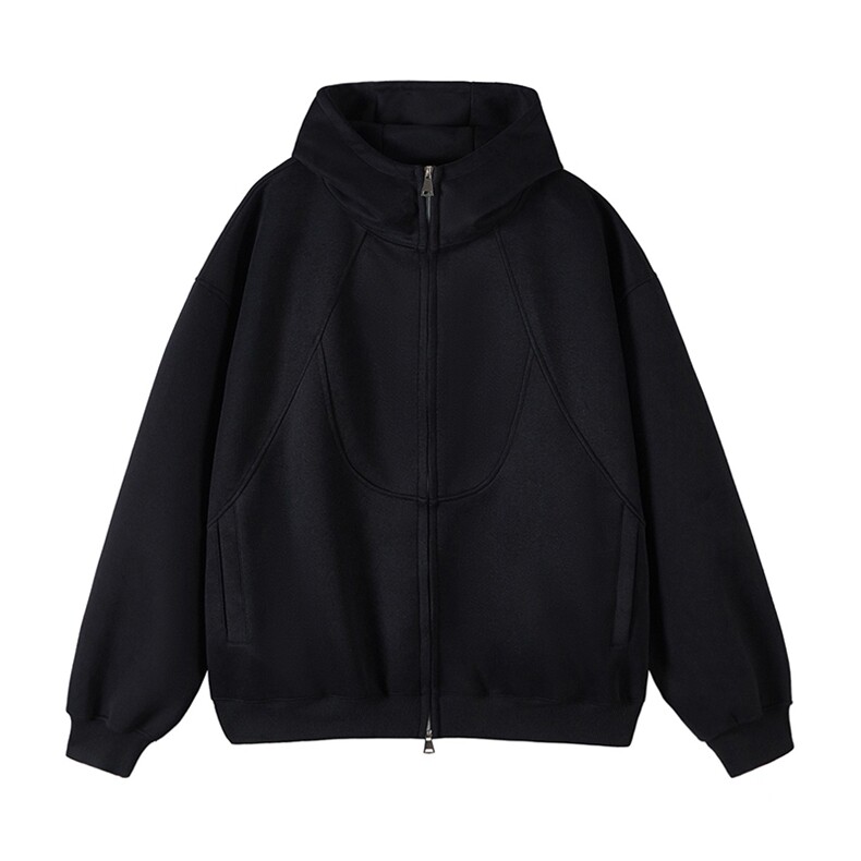 抖音得物高品质二开25秋冬美式高街重磅结构高领连帽卫衣外套W62，男装卫衣，电商A486