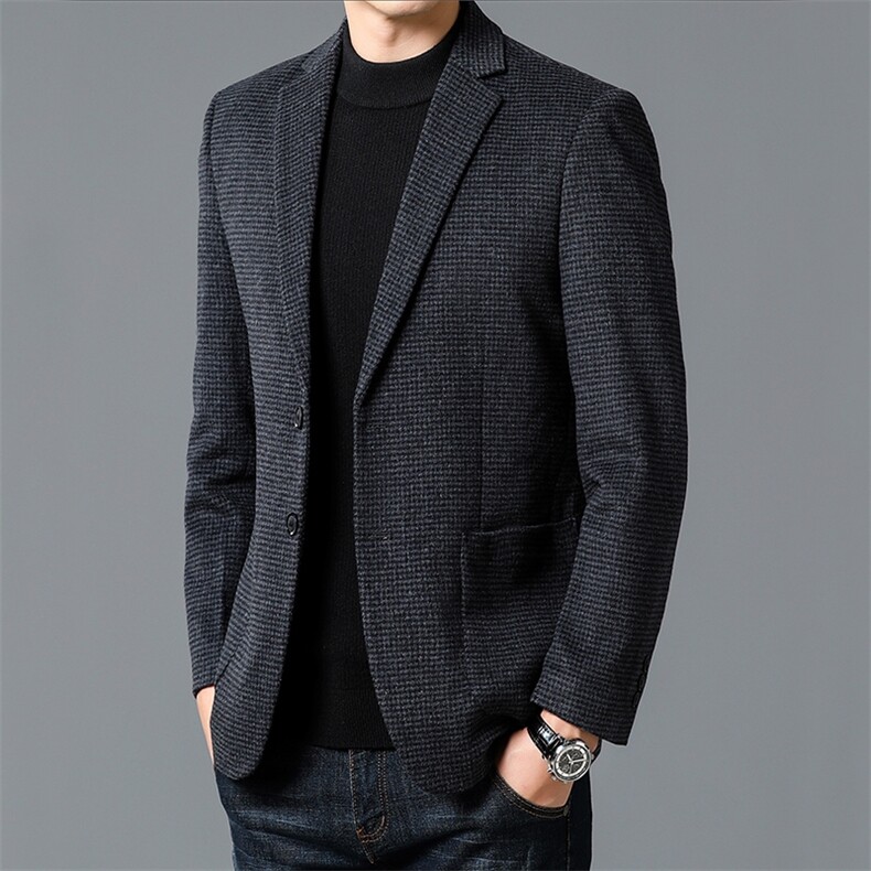 男装羊毛西装外套男士春秋季新款高端毛呢单西礼服商务休闲西服男,男装西服套装,钱塘6003（原4033）