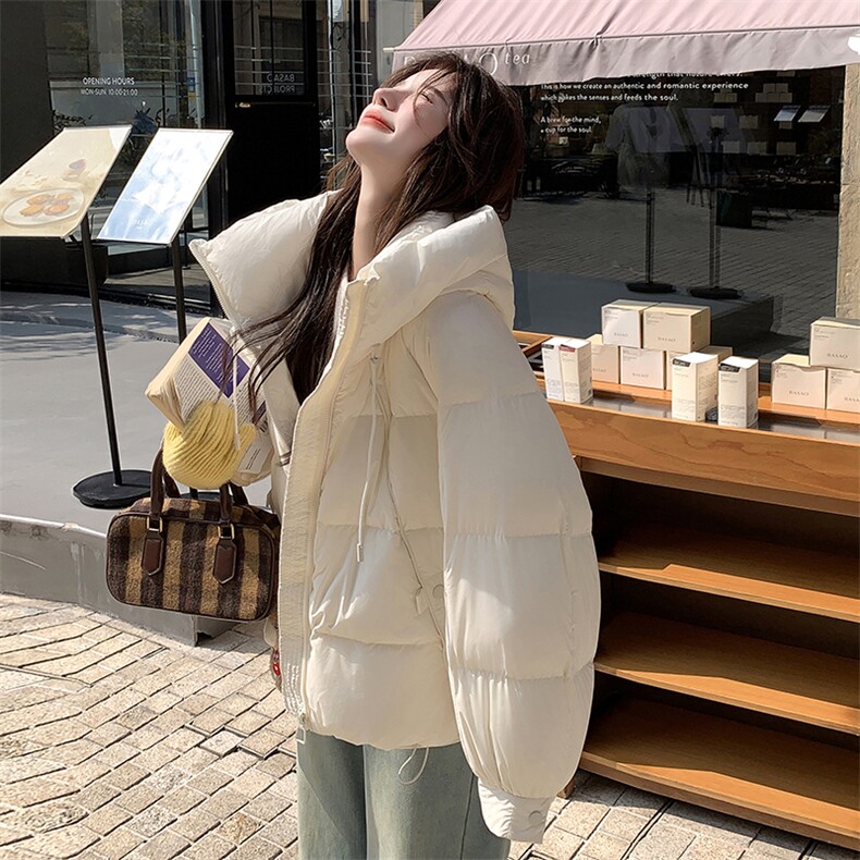 【新款现货】米白色连帽小个子羽绒服90白鸭绒99817款P330K468图片