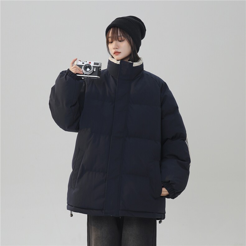 ！冬季条纹五防立领加绒加厚棉衣情侣撞色棉服外套MY7777-p68，男装棉衣，星座610B-1