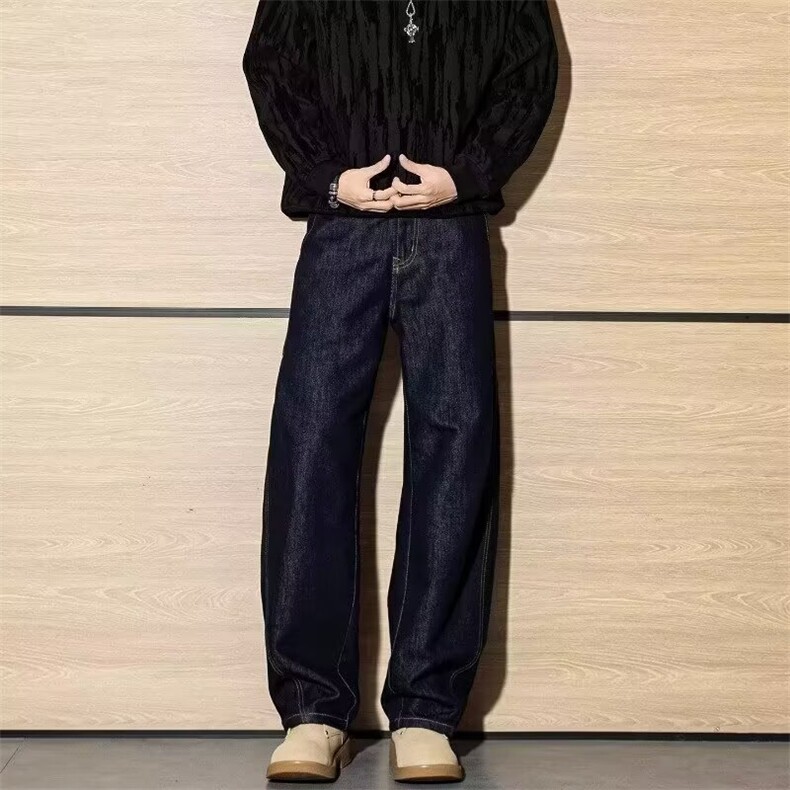 垂感新款牛仔裤男士春秋季松弛感宽松美式潮牌阔腿裤子NZK8814,男装牛仔裤,星座516A