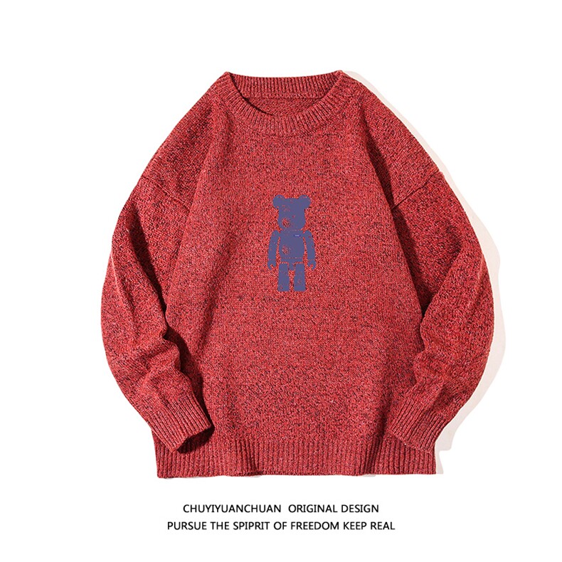 加厚加绒毛衣男大码毛线衣男针织衫M19242-P45加绒款-P65白底,男装针织衫/毛衣,电商A040A