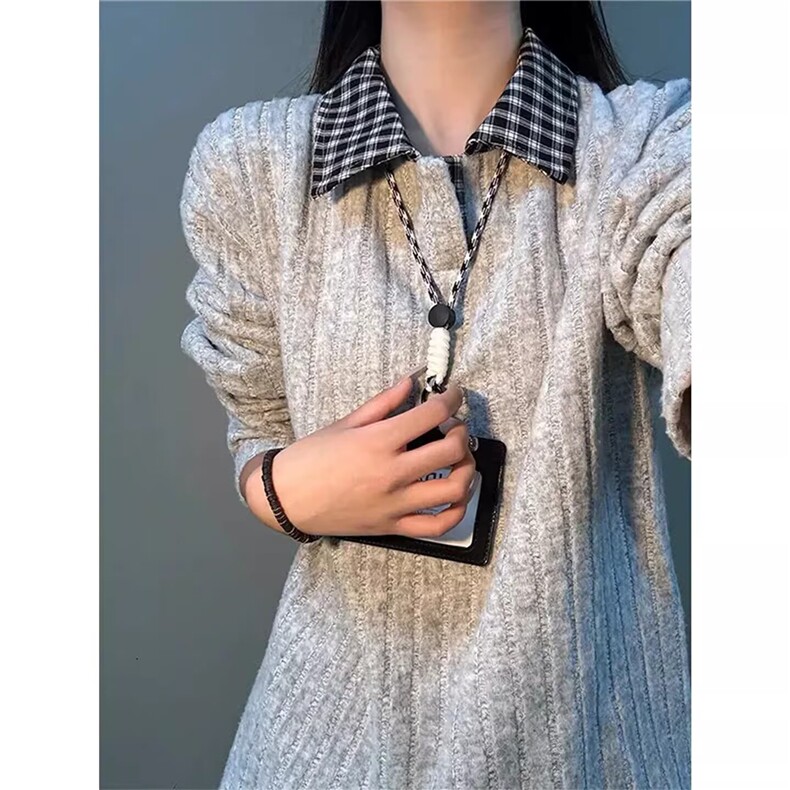 春季美式假两件格子拼翻领休闲卫衣男女POLO领外套潮L33799-P37,男装Polo衫,星座1008