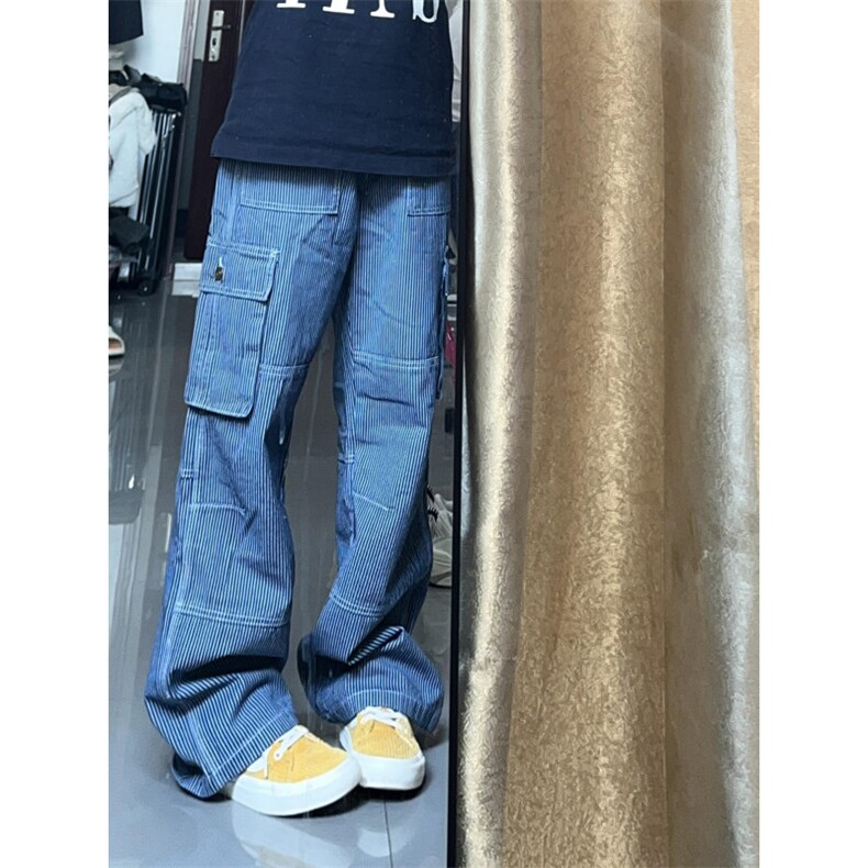【网图有货】条纹工装牛仔男款夏季美式复古裤子KZ23CC-特P58,男装工装外套,星座1007（原301D）