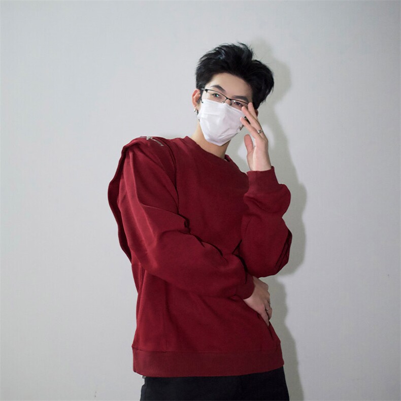 明星私服潮流小众机车卫衣T恤潮男飞袖打底衫长袖卫衣P58图片