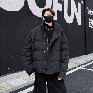 美式休闲复古简约立领外套男短款棉服保暖复古面包服冬季p108图片