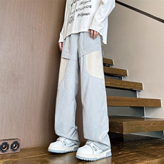 8XL-M春季拼接PU皮冲锋裤男特大码防风防水登山工装裤KZ016P53，男装休闲裤，电商B312