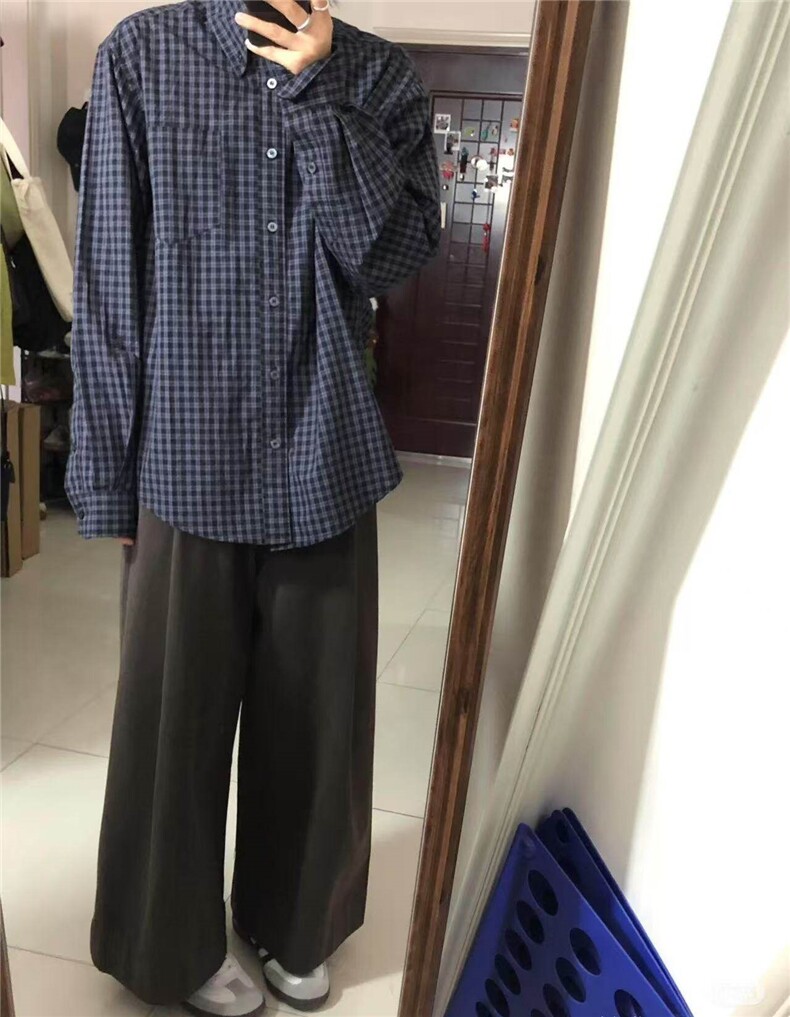 格子衬衫男长袖韩版潮流痞子帅气文艺2025春季ins外套YH9951P40,男装衬衫,电商D256-1(原A064-1)