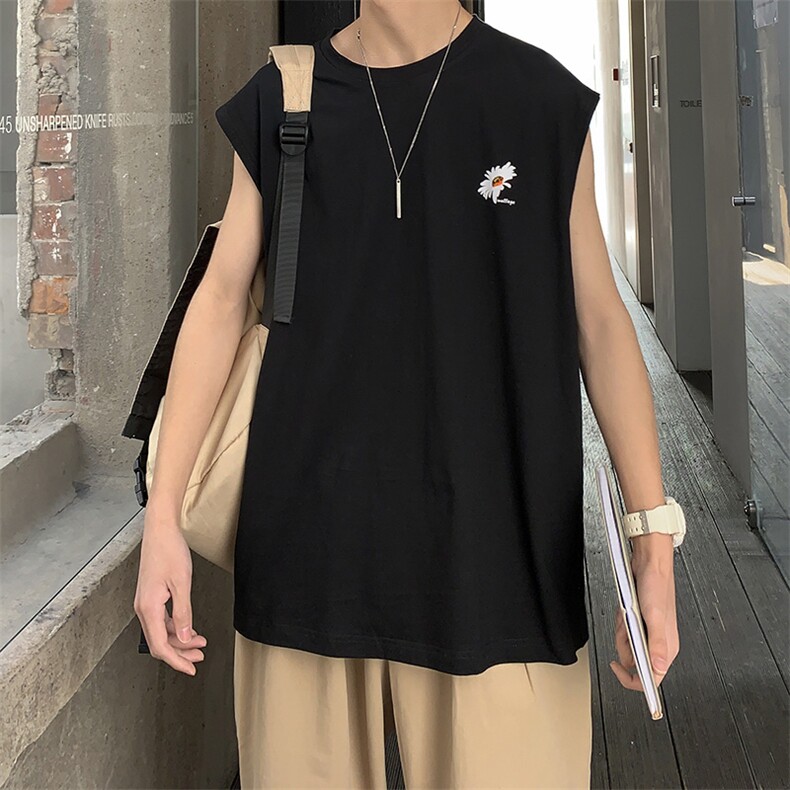 2022夏季男装背心加肥加大码宽松短袖T恤无袖衫C417-T205-,男装T恤,天晨