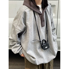 W9584-P48网图现货日系复古小众华夫格连帽卫衣宽松套头上衣，男装卫衣，星座1608-2