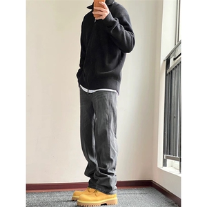 抖音得物保暖立领拉链针织外套秋冬宽松慵懒风纯色毛衣上衣AM02,焦糖色秋装上衣搭配图片