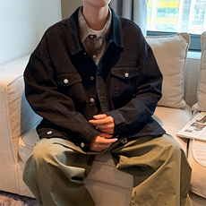秋冬新款纯色宽松休闲男女同款潮流牛仔外套JK56P70，男装工装外套，电商D325