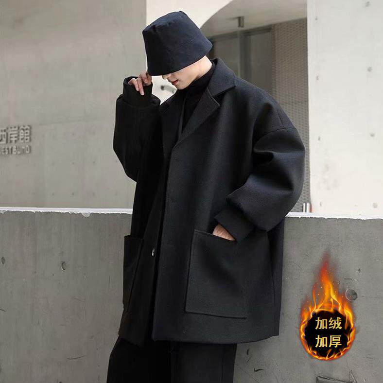 风衣男中长款韩版潮流百搭宽松毛呢大衣秋季情侣短款翻领呢子外套，男装风衣，星座1210-1