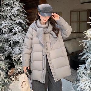 现货主推90加厚白鸭绒2025新款冬装泡芙轻便中长款羽绒服女图片